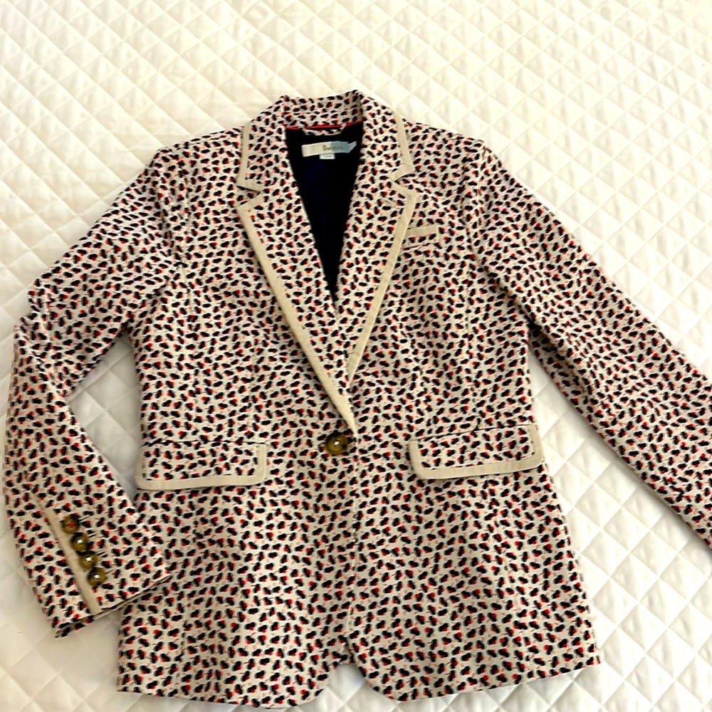 Boden Navy and Red Patterned Blazer
